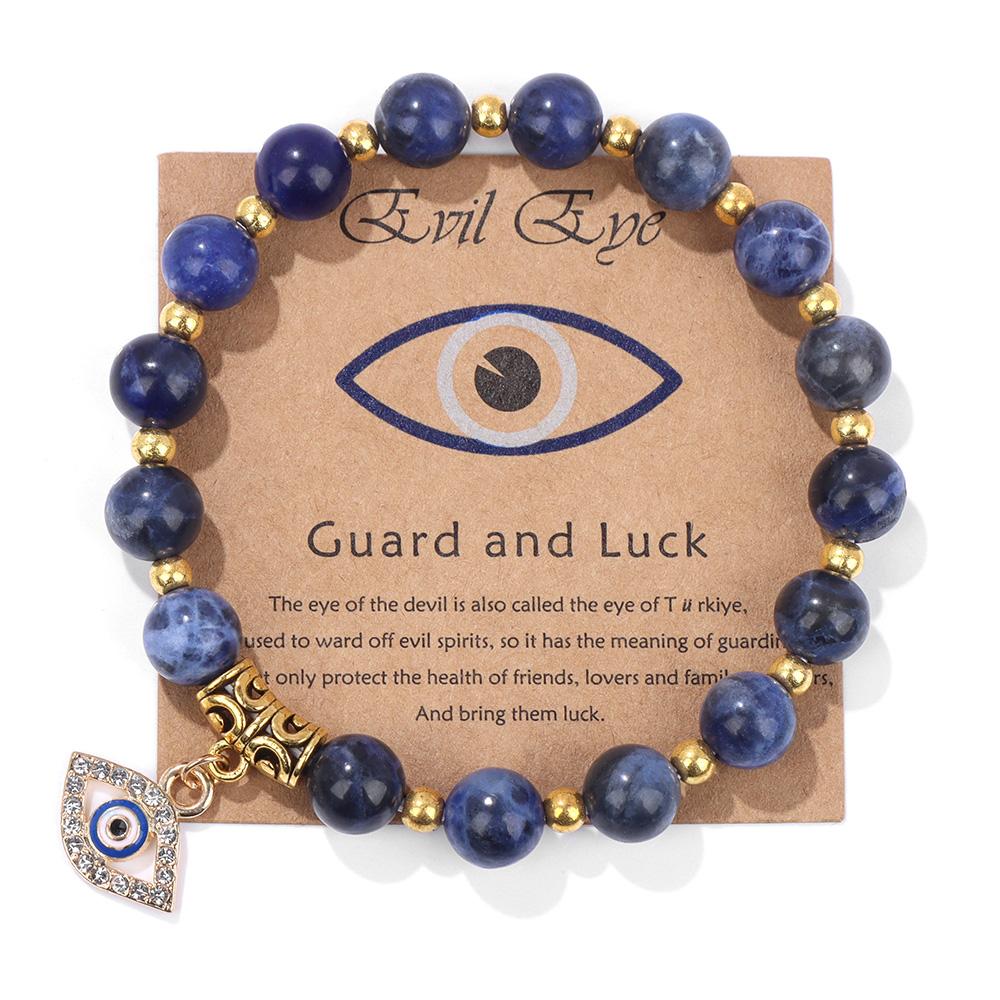 Lucky Turkish Evil Eye Pendant Beads Bracelet Handmade Natural Stone Charm Elastic Bangles Men Women Fashion Yoga Energy Jewelry