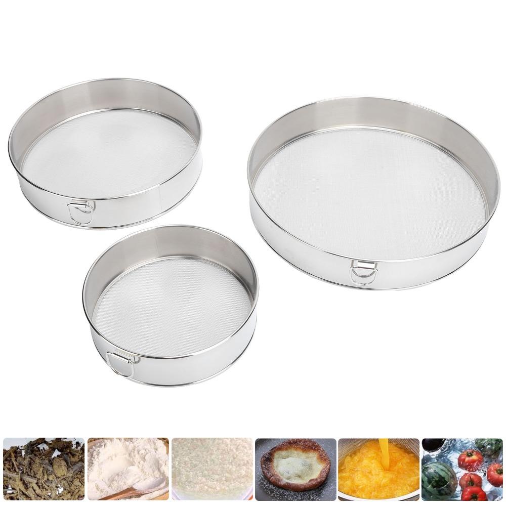 3pcs Fine Mesh Stainless Steel Flour Sifter 40 Mesh French Pastry Baking Mold Cake Pastry Making