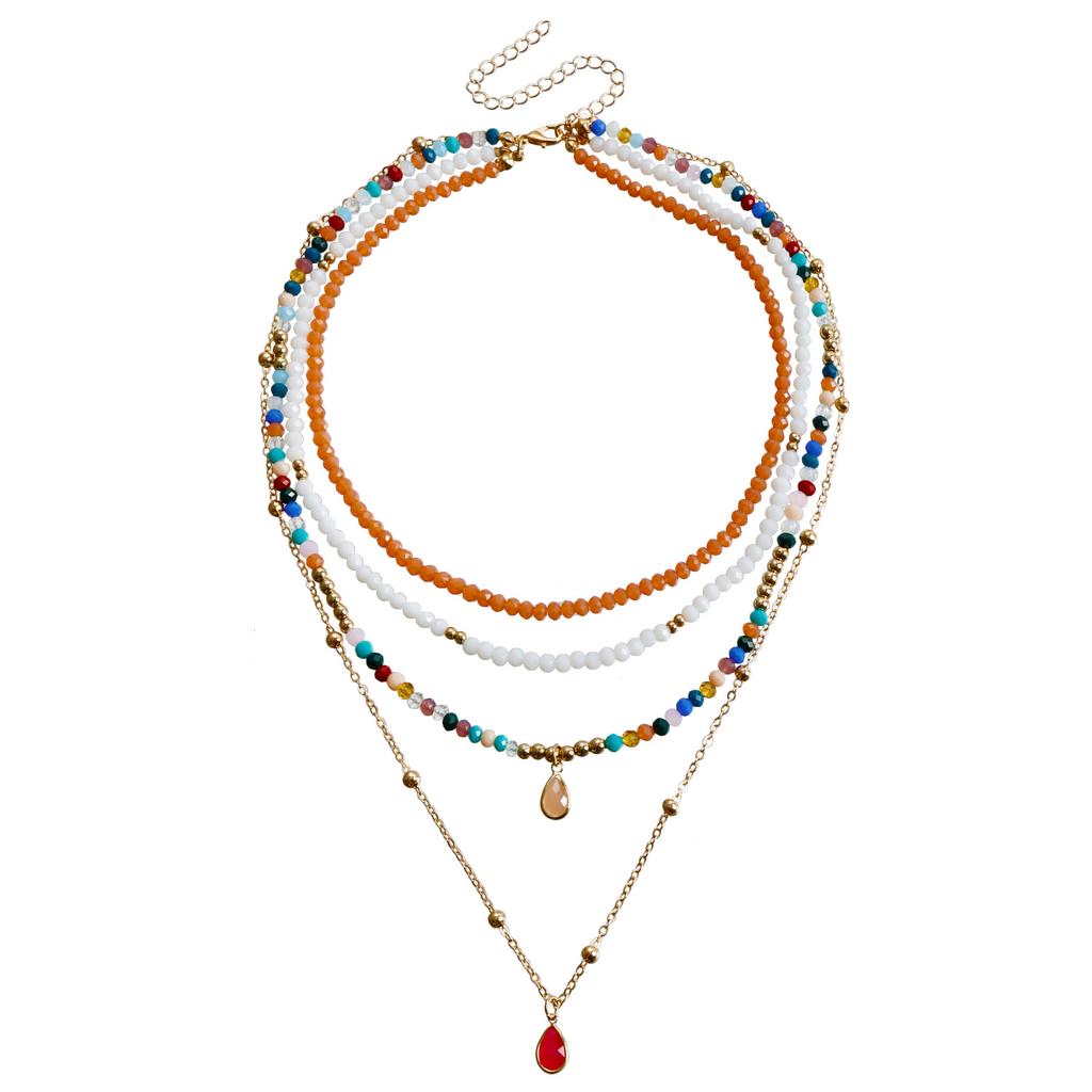 Bohemian Multi-layered Beaded Necklace Colorful Boho Beaded Necklace for Women Ethnic Jewelry Accessories
