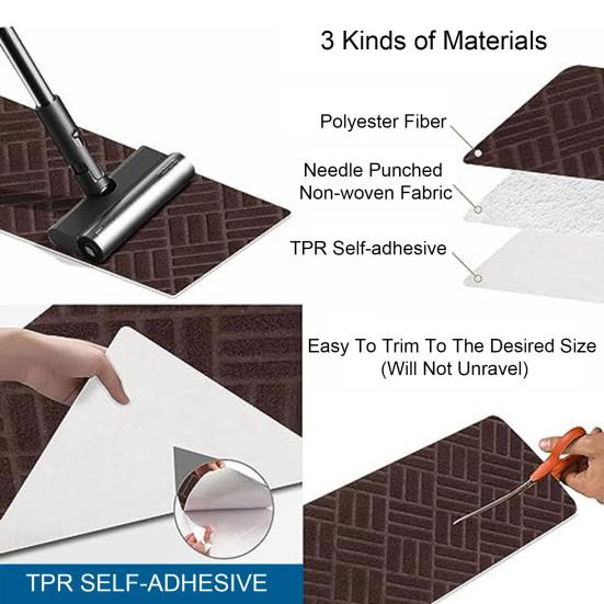 Yousheng Нескользящий коврик для лестницы Самоклеящийся Прочный клей Простая установка Не требует резки Многоразовый тисненый коврик для лестницы Моющийся Коврик для лестницы для дома в общежитии