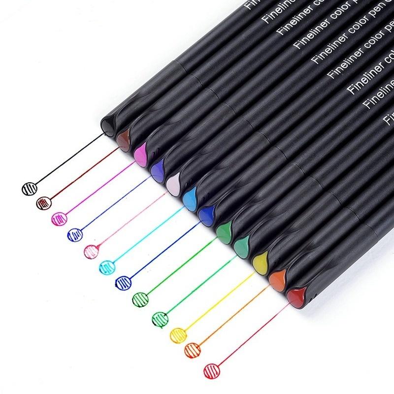 12/24/48/60/100 Colors Fineliner Color Pen Set 0.38mm Colored Sketch Drawing Pen Fine Point Marker Perfect for Journal Note Taking