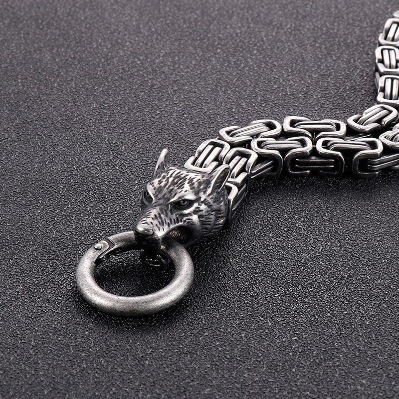 Браслет из нержавеющей стали Nordic Viking с двойной головой волка, мужской ретро-панк
