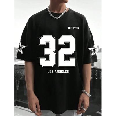 Футболка Los Angels Under The Classic с принтом Letter 32, мужская, с круглым вырезом, свободная, с короткими рукавами, дышащая, уличная, Харадзюку