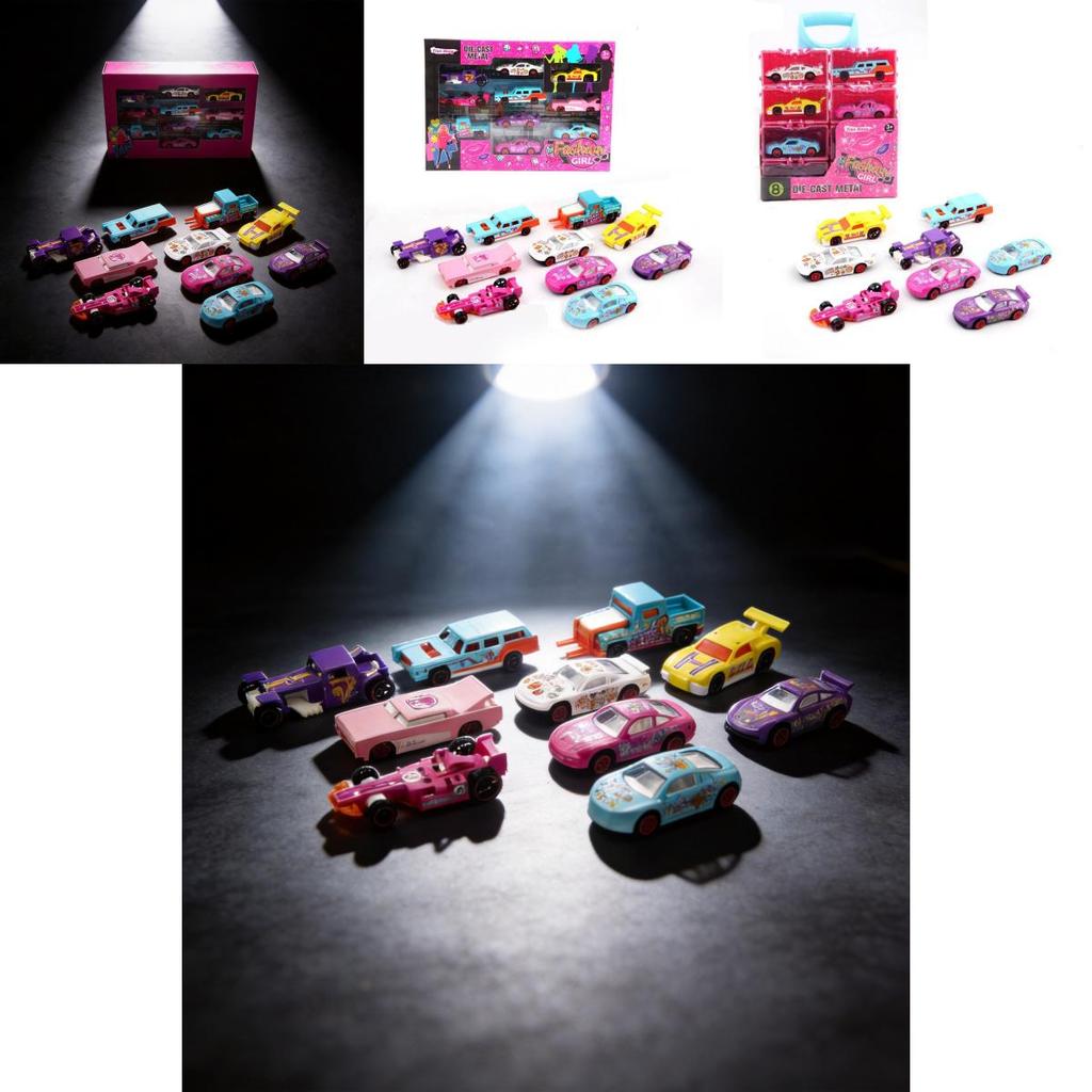 Alloy Travel Car Model For Girl Diy Playset With Inclined Ramp And Trailer