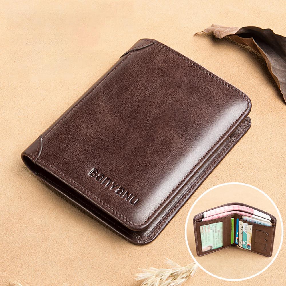 Кожа PU RFID Кошелек Мужской Тонкий Вертикальный Кошельки Черный Тонкий Короткий Держатель для ID и Кредитных Карт Минималистичный Мужской Коричневый Кошелек для Денег