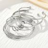 5 Pcs Women Opening Bracelets Different Shapes Polished Alloy Stackable Bangle Set Adjustable Size Jewelry for Parties Occasions