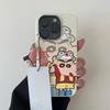 Leather Pattern for Apple Phone Protective Case Cartoon Pattern Dopamine Phone Case Cute Crayon Shin Chan Girl Phone Case