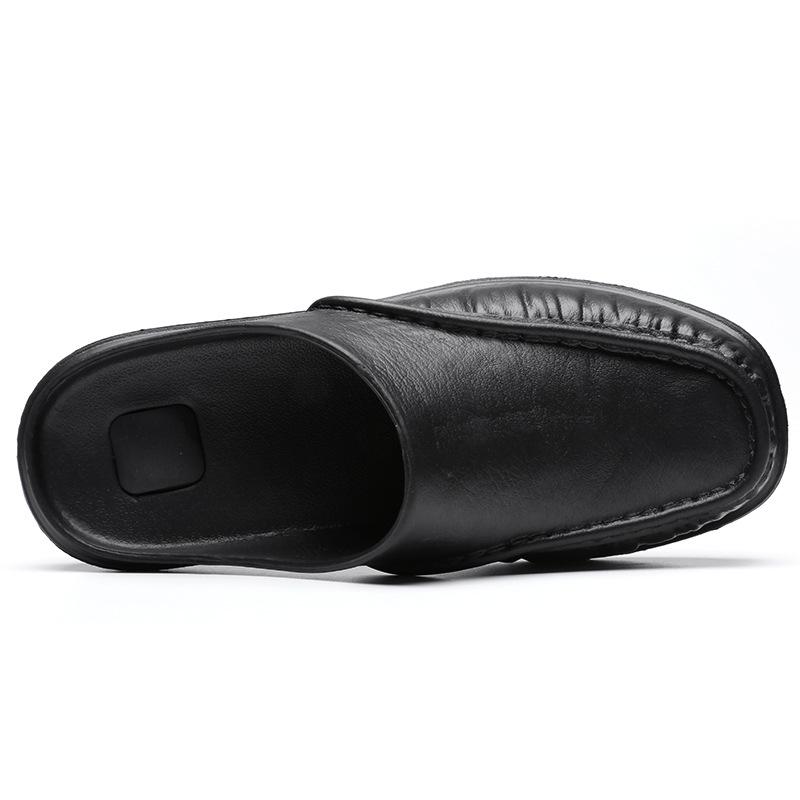 Домашняя и уличная обувь Домашняя мужская мода Мягкая подошва Полушлепанцы Большой размер Легкие шлепанцы с закрытым носком мужские