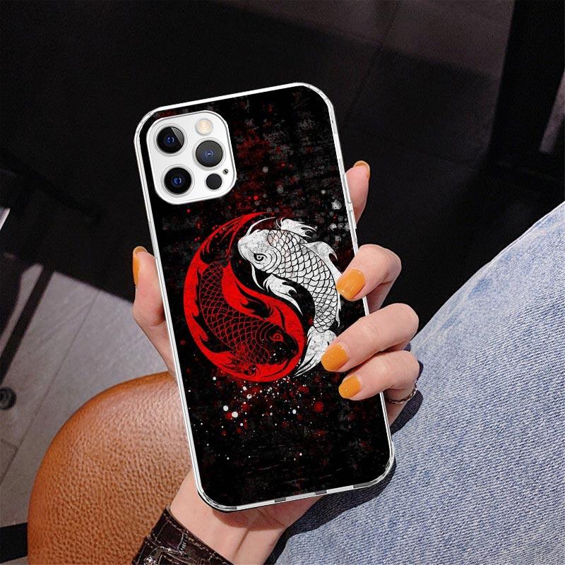 Япония Рыба Кои Инь Ян Искусство Чехол для Телефона для Iphone 17 Air 16 11 12 13 Mini 14 Plus 15 Pro Max 7 8E SE 2020 16ProMax Чехол для Телефона C