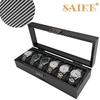 Carbon Fiber 6-Slot Wooden Watch Display Box