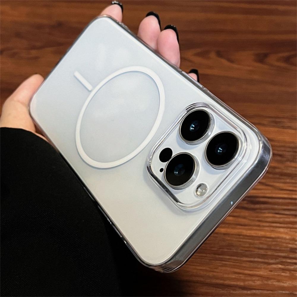 Роскосный цветной магнитный чехол-зарядка для iPhone 12 13 14 15 16 Pro Max Plus, прозрачная задняя крышка, аксессуар