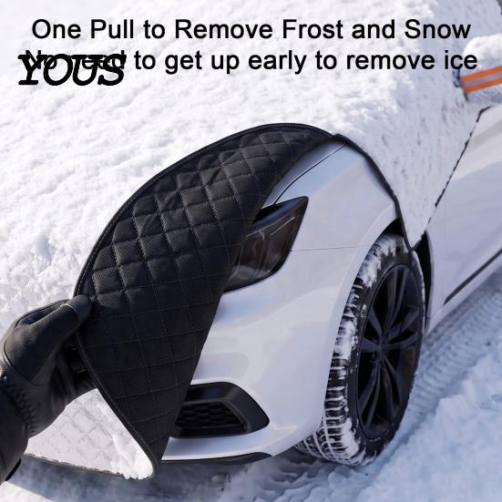Waterproof Ice Guard for SUVs Car Windshield Snow Cover with Hood Extension, Aluminum Film Half Universal Fit Sun Shade Cover, Winter Frost SUV Sedan