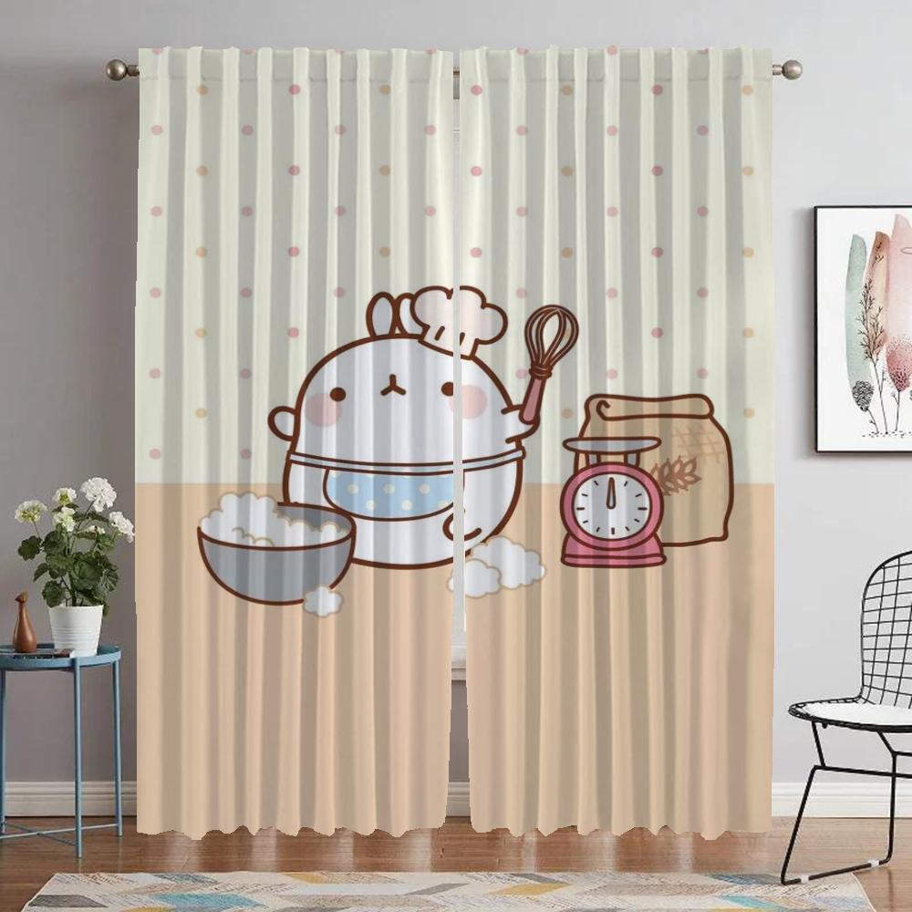 Блэкаут шторы Molang для гостиной, тюль для спальни, украшение на Хэллоуин, кухонные шторы, 2 штуки, элегантные