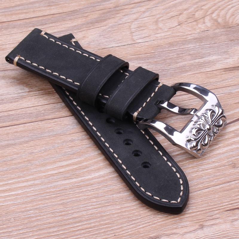 Genuine Leather Watch Band Strap 20mm 22mm 24mm Handmade Watchband 4 Colors Women Men's Thick Bracelet Belt Watches Accessories