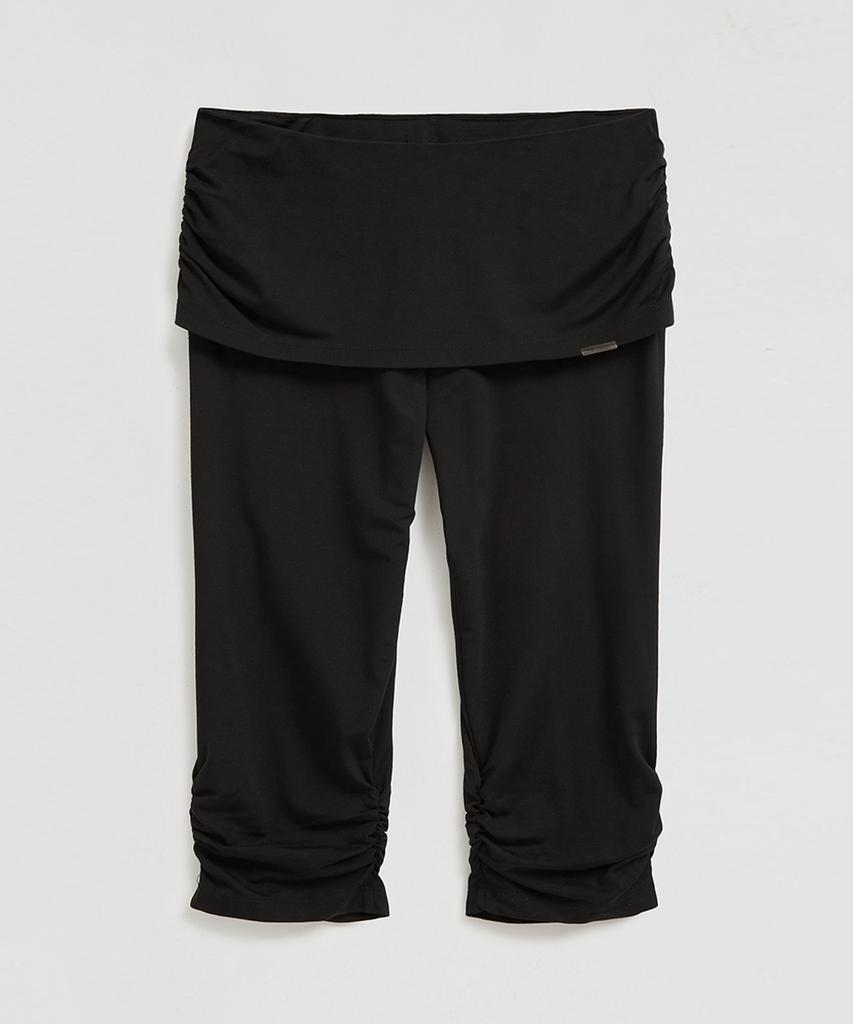 LMOOD WOMEN Martini Shirred Capri Pants Black