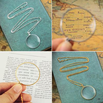 Подвеска-лупа, монокль, линза для чтения, ювелирное украшение, лупа 5-кратного увеличения, увеличительное стекло, ожерелье