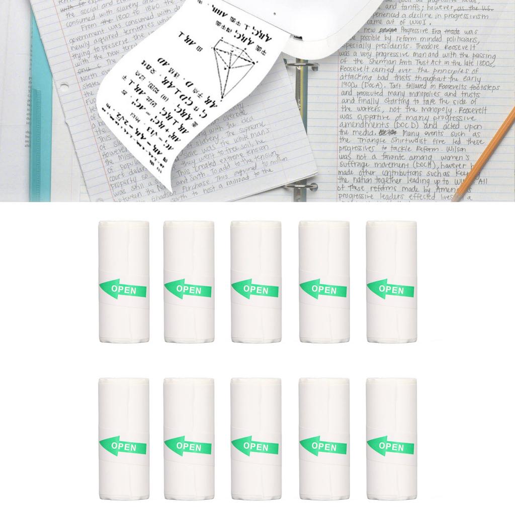 10 Roll Thermal Printer Paper Portable Thermal Self Adhesive Mini Printing Paper for Label Wrong Que