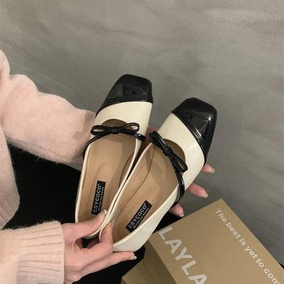 Женские туфли Мэри Джейн на плоской подошве с квадратным носком, осенние новинки, женские ленивые туфли на одной педали, женские уличные туфли-бини