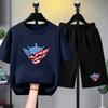 Модный мужской комплект: футболка с коротким рукавом и шорты с забавным принтом черепа, 2 шт., летние комплекты для мужчин и женщин, для активного отдыха, повседневные