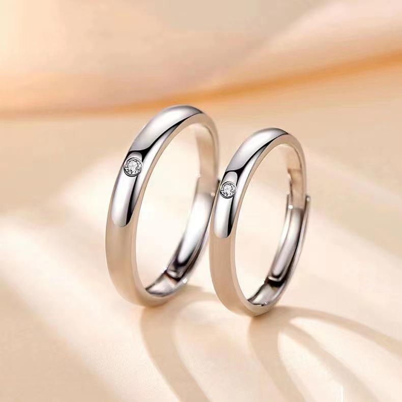 2pcs Couple 925 Sterling Silver Rings Sparkly Zircon for Women and Men Superior Luxury Wedding Jewelry Anniversary Gift