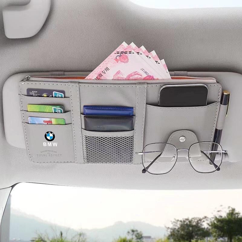 For BMW E87 For BMW Car Sun Visor Bill Pen Business Card Holder Storage Box Sunglasses Clip Stowing Tidying Multifunctional Car Accessories