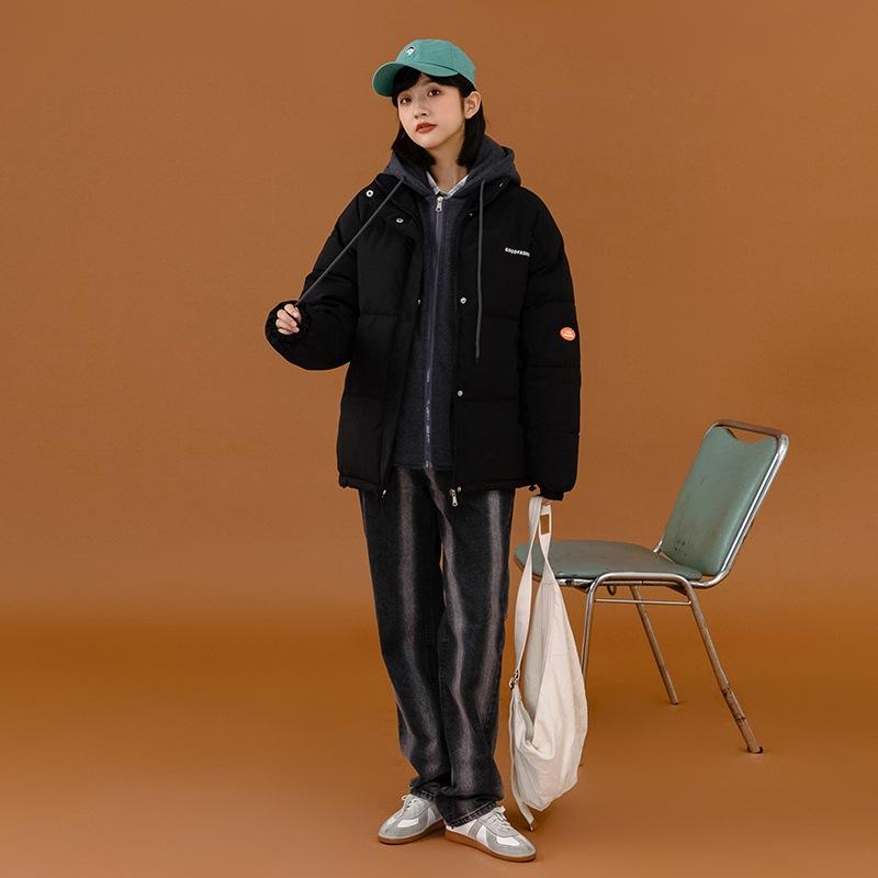 Женская зимняя куртка, повседневные свободные парки, женское однотонное толстое зимнее пальто с капюшоном для девочек-подростков