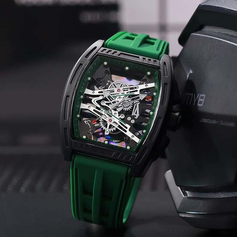 Men's Watch Fashion Sports Silicone Band Barrel Quartz Watch