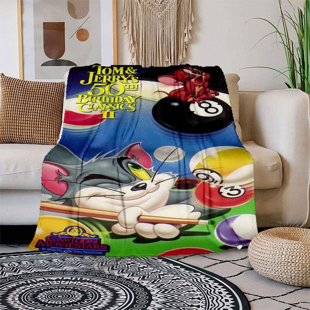 Tom & Jerry's 50th Birthday Classics II VHSBlanket Flannel Throw Blanket for Sofa, Bed, Travel, Camping, Office