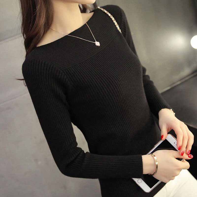 2024 Повседневный осенний вязаный свитер с длинным рукавом, женский весенний пуловер, свитера в корейском стиле, зимний тонкий белый трикотаж 7571