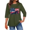 Women's Print Round Neck Top With Three Quarter Sleeves T-Shirt Three Quarter Sleeves T-Shirt