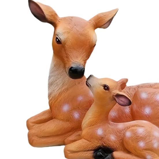 Garden Deer Statue Sika Deer Mother And Son Sculpture Weatherproof Outdoor Deer Statue for Lawn Backyard Patio Decor