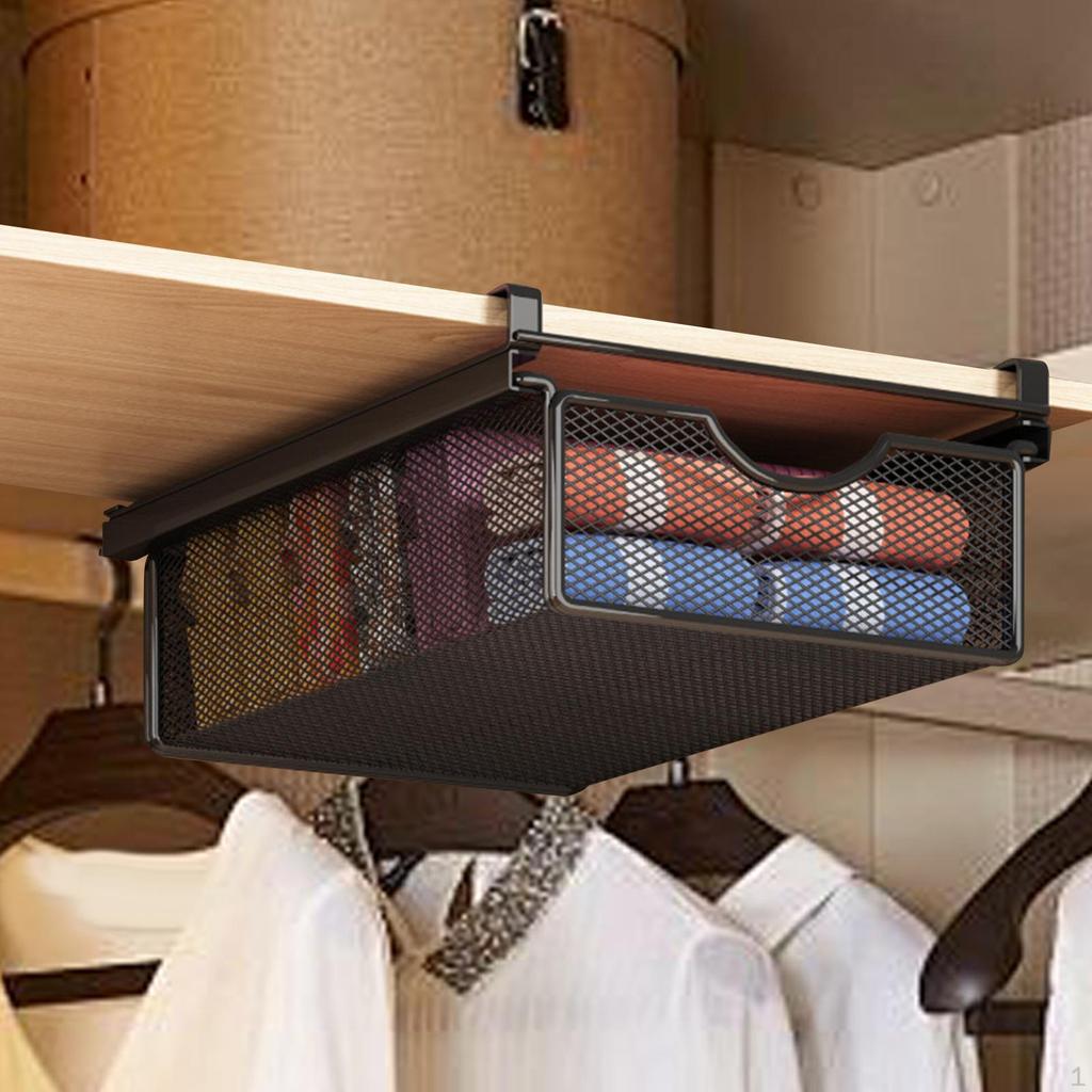 Hanging Pull-out Drawer, Space-saving Wire Mesh Storage Basket for Bedroom, Kitchen