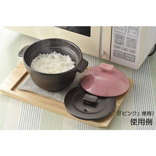 Banko ware rice cooker, 1-cup capacity, earthenware pot with double lid, microwave safe