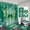 4Pcs Bathroom Shower Curtain Set Butterfly Bathroom Curtain With 12 Hooks Non Slip Rugs Toilet Cover Mat Bathroom Partition