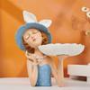Nordic Girl Figurine Decoration Holding Desk Storage Tray Makeup Organizer Holder for Keys Candy Jewelry Home Living Room Decor