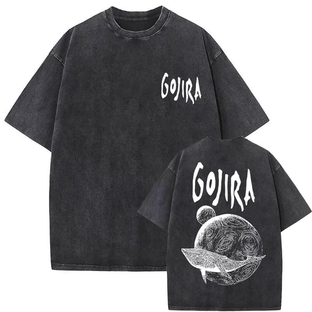 Летняя мода 2026 Модная футболка Стираная Винтажная Метал-группа Gojira Футболка От Марса до Сириуса Летающие киты Змея Графические футболки
