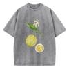 Retro Lemon Printing Washed T-Shirt Womens Cotton T Shirts C