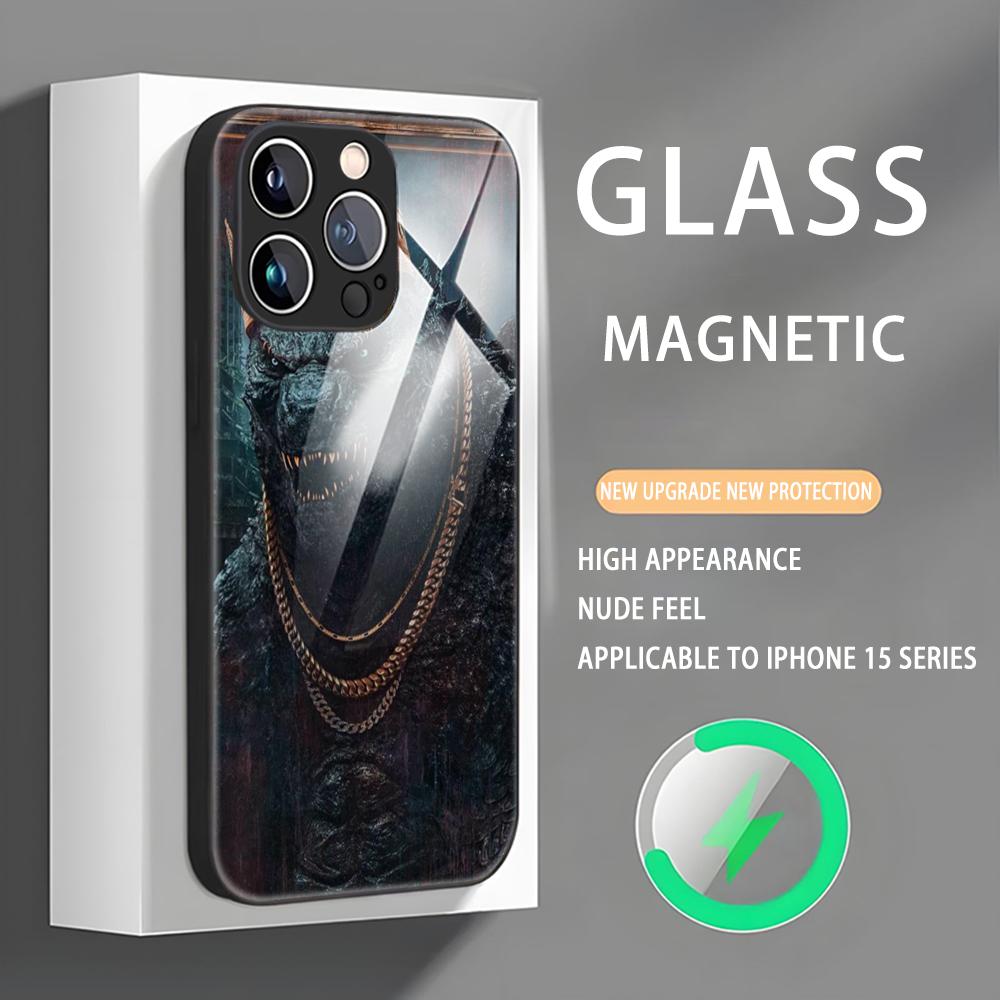 Чехол для телефона с изображением монстров из аниме G-GodzillaS для iPhone 16 15 14 13 12 11 X XR XS 8 Plus Mini Pro Max, стеклянный магнитный чехол для телефона