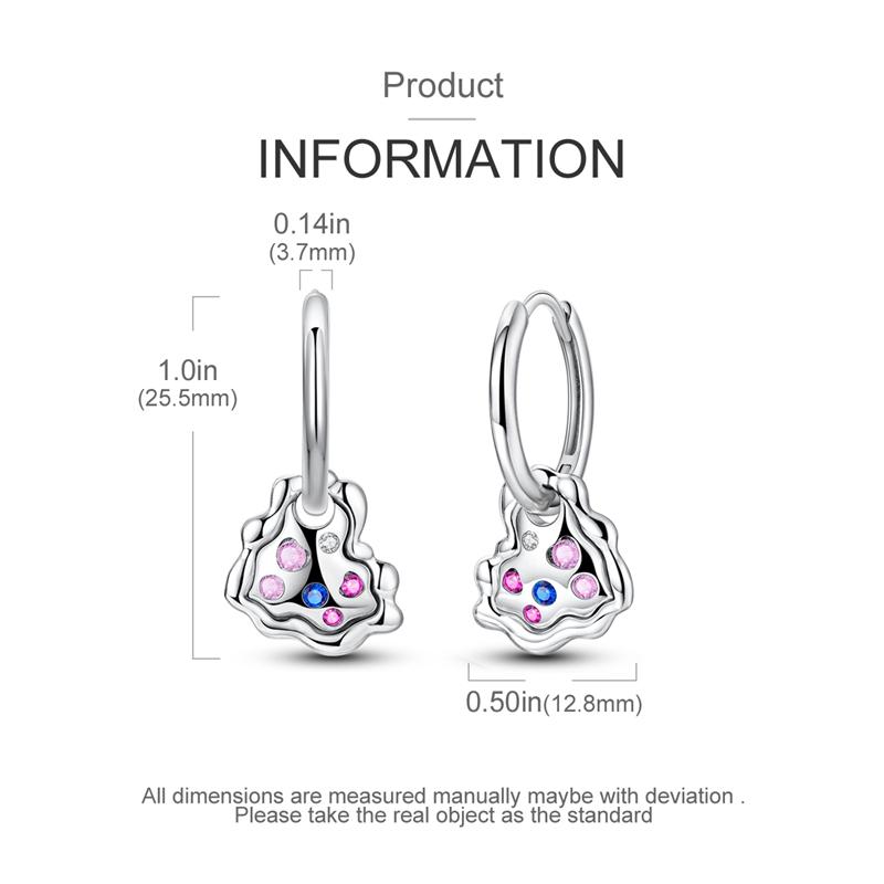 100% 925 Sterling Silver Sparkling Colorful Zircon Earrings Heart Shaped Hoop Earrings For Women Hypoallergenic Fashion Jewelry