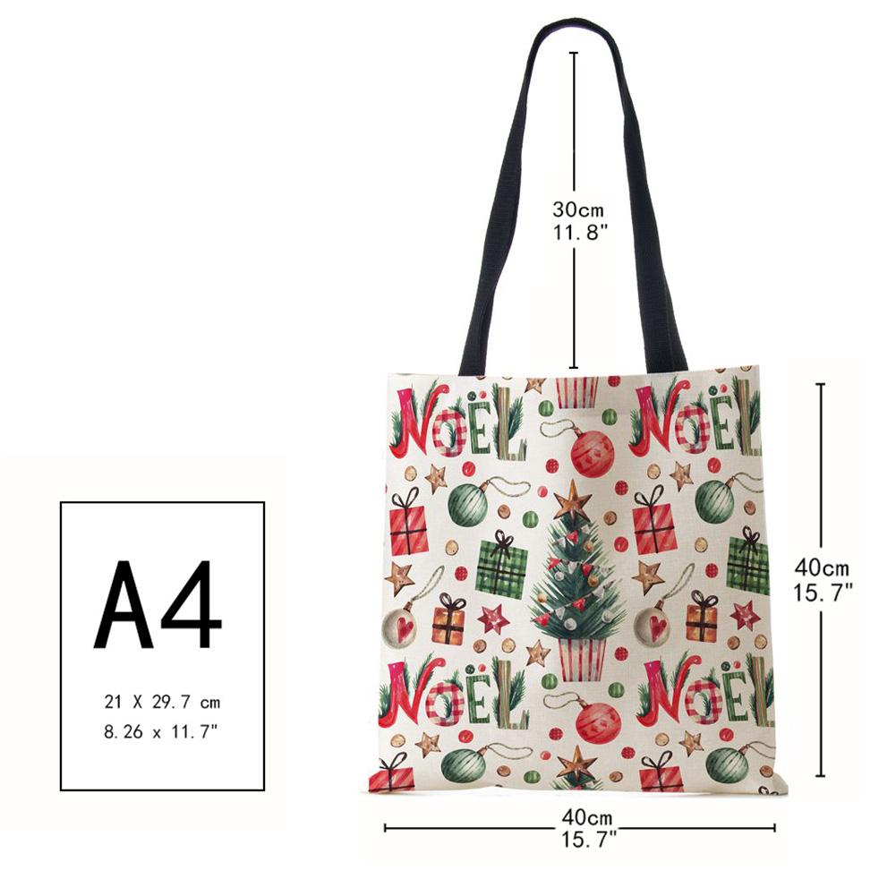 Рождественский Санта-Клаус Харадзюку Холщовая сумка-шоппер Рождественские носки Подарок Многоразовая сумка через плечо Большая вместимость Складная сумка-тоут Сумка KTY