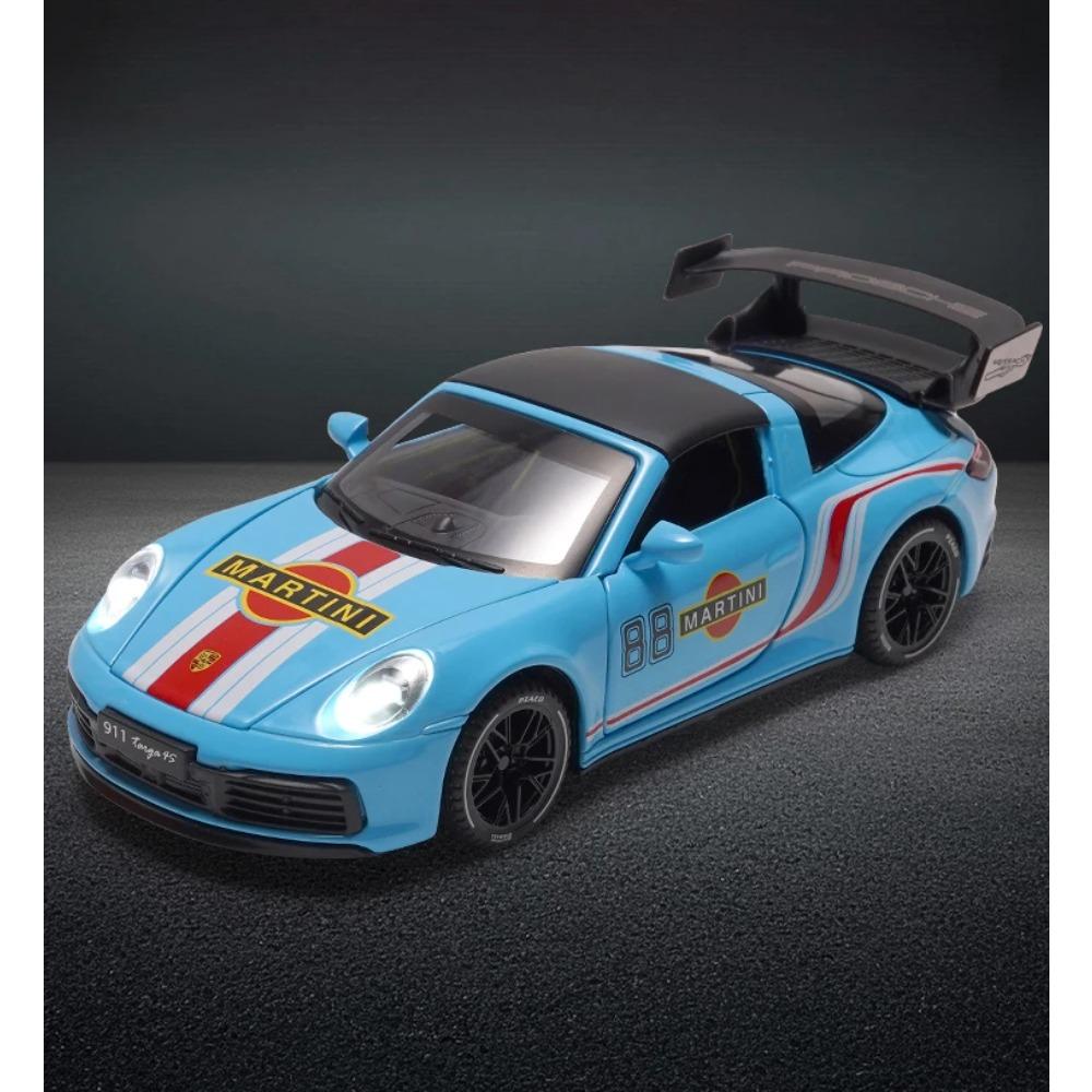 1/32 Porsche 911 Targa 4S Martini Racing Edition Спортивный автомобиль Сплав Литой Модель автомобиля Высокая симуляция Украшения Орнамент Подарок