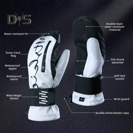 Лыжные перчатки со встроенной защитой запястья. Амортизирующие зимние перчатки из ЭВА. Водонепроницаемые теплые перчатки для сноуборда, катания на лыжах и велоспорта.