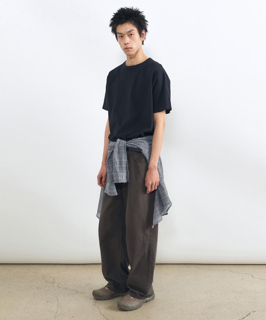 INSILENCE Хлопковая футболка с окрашиванием garment-dyed, свободный крой, вымытый черный