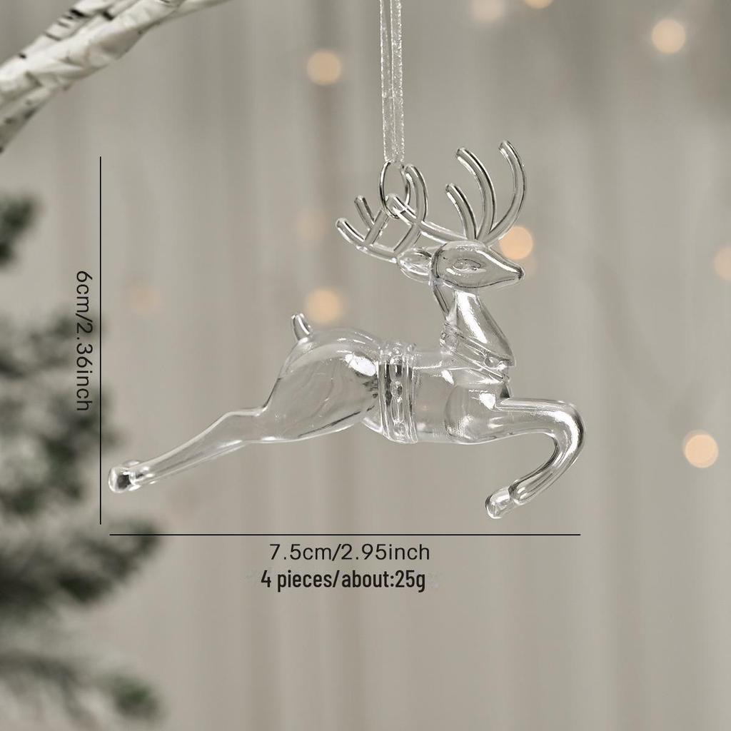 Transparent Christmas Tree Ornaments: Icicles, Snowflakes, and Deer Pendants