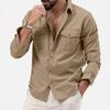 Kuajing Men's 2025 Autumn Workwear Lapel Jacket: Long Sleeve, Loose Fit, Casual Style.