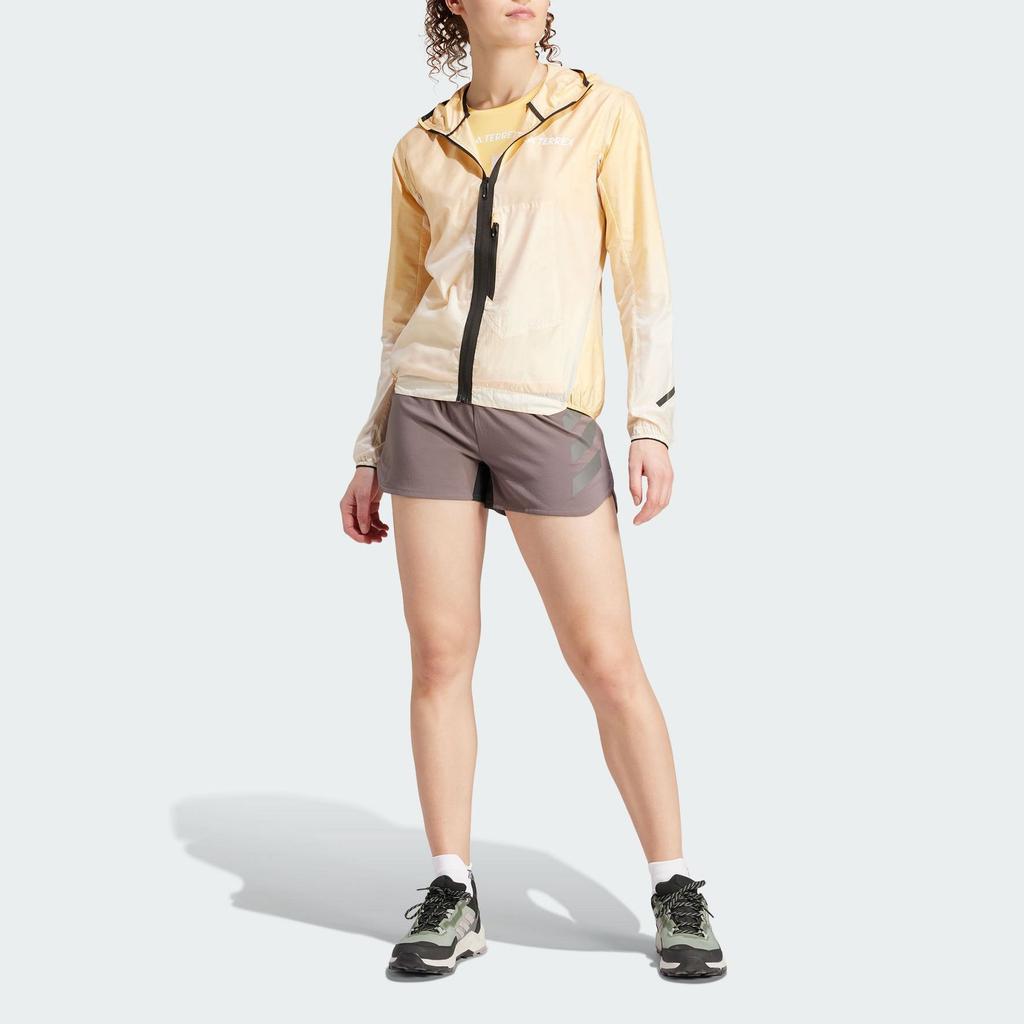 Adidas SS24 Terrex Series Outdoor Sports Hooded Zip Slim Jacket Women Jacket Yellow IN2908