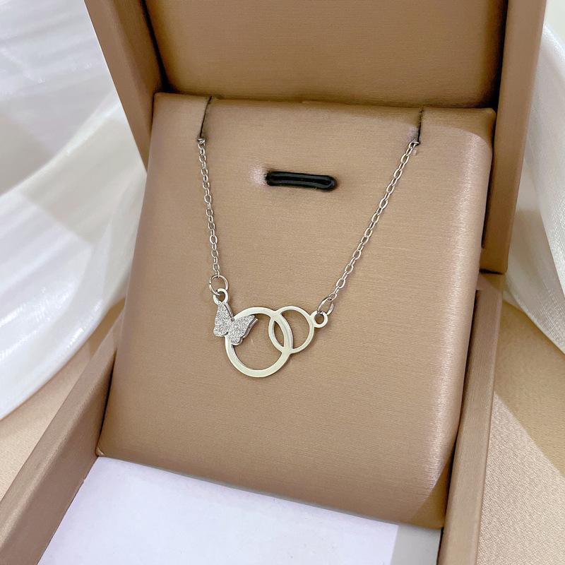 Минималистичное ожерелье из титановой стали с геометрическим животным и настоящим золотом для женщин - Цепочка на ключицу