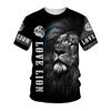 Summer Men's T-shirt 3D Animal Print Tees Lion Pattern Loose Round Neck Short Sleeve Tops Men