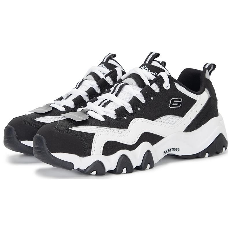Skechers DLites 2.0 Синтетическая кожа Сетка Шнуровка Низкие Папины кроссовки Женские кроссовки Черный Белый 896210-BKW