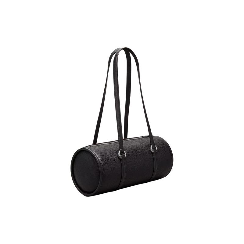 Coachtopia Barrel Letter Print Shoulder Tote Bag Black CT382-BLK